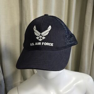 U.S. Air Force Ball Cap - Dark Blue Trucker Mesh Back, Adjustable‎ Closure